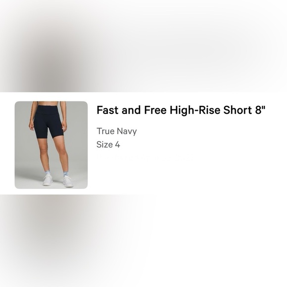 Lululemon - True Navy - Fast & Free 8” Shorts - Size 4 - With Pockets - Picture 7 of 7